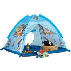 Relaxdays Tente Enfant Intérieur Garçon Fille Tente De Jeu Pirate Extérieur Pop-up 3 Ans HxlxP:90 X 118 X 115 Cm, Bleu
