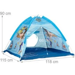 Relaxdays Tente Enfant Intérieur Garçon Fille Tente De Jeu Pirate Extérieur Pop-up 3 Ans HxlxP:90 X 118 X 115 Cm, Bleu -Lit enfant Soldes Boutique 10367909 5