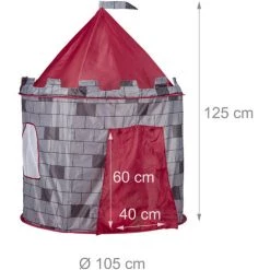 Relaxdays Tente Enfant Intérieur Garçons Chevalier Château Tente De Jeu Extérieur 3 Ans HxlxP: 125 X 105 X 105 Cm, Gris -Lit enfant Soldes Boutique 10367911 3