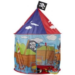 Relaxdays Tente Enfant Garçon Fille Tente De Jeu Pirate Drapeau Extérieur Pop-up 3 Ans H X D 130 X 100 Cm, Rouge Bleu