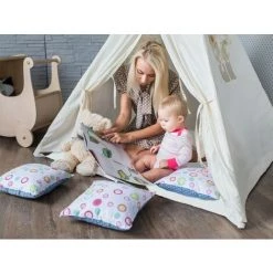 SUNNY Alba Tente Tipi Pour Enfants En Crème | Tente De Jeu Avec Tapis Pour L'intérieur / Chambre | 120x120 Cm - Blanc -Lit enfant Soldes Boutique 11027470 4