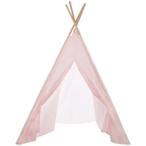 Tipi Déco Pour Enfant En Bois Et Polyester Coloris Rose - Dim : L 120 X L 160 X H 120 Cm - PEGANE - 1 Tipi Déco Pour Enfant En Bois Et Polyester Coloris Rose - Dim : L 120 X L 160 X H 120 Cm - PEGANE -