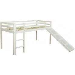 DéCOSHOP26 Lit Mezzanine Pour Enfant Avec Sommier Toboggan Tunnel Rideau Modèle Rose 90x200 Cm - Rose -Lit enfant Soldes Boutique 12948635 4