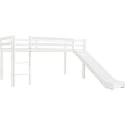 Lit Mezzanine D'Enfants Avec Toboggan Et Echelle Pin 97x208 Cm Blanc VidaXL