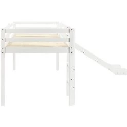 Lit Mezzanine D'Enfants Avec Toboggan Et Echelle Pin 97x208 Cm Blanc VidaXL -Lit enfant Soldes Boutique 13415387 3