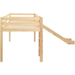 Lit Mezzanine D'Enfants Avec Toboggan Et Echelle Pin 97x208 Cm Naturel VidaXL -Lit enfant Soldes Boutique 13415388 3