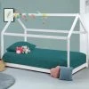 IDMARKET Lit Cabane Enfant 90 X 190 CM NEEL Blanc Avec Sommier - Blanc