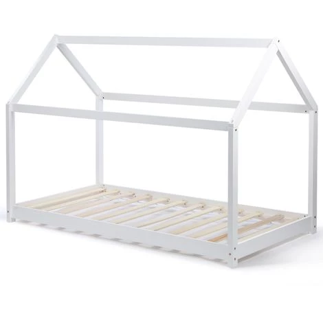 IDMARKET Lit Cabane Enfant 90 X 190 CM NEEL Blanc Avec Sommier - Blanc 2 IDMARKET Lit Cabane Enfant 90 X 190 CM NEEL Blanc Avec Sommier - Blanc – Image 2