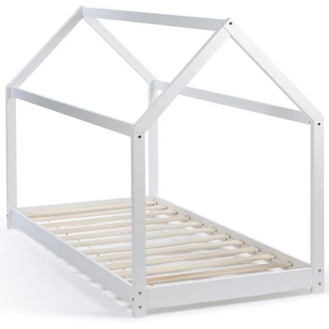 IDMARKET Lit Cabane Enfant 90 X 190 CM NEEL Blanc Avec Sommier - Blanc 4 IDMARKET Lit Cabane Enfant 90 X 190 CM NEEL Blanc Avec Sommier - Blanc – Image 4