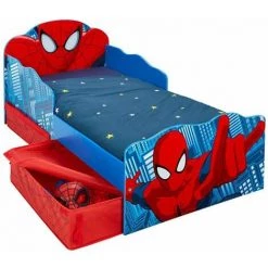 Lit Enfant Spiderman Design Tiroirs De Rangement Tête De Lit Lumineuse - Dim : 143 X 77 X 63 Cm -PEGANE- -Lit enfant Soldes Boutique 13601167 3