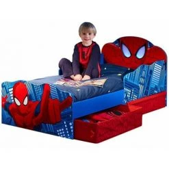 Lit Enfant Spiderman Design Tiroirs De Rangement Tête De Lit Lumineuse - Dim : 143 X 77 X 63 Cm -PEGANE- -Lit enfant Soldes Boutique 13601167 4
