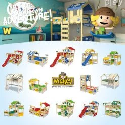 WICKEY Lit Enfant, Lit Mezzanine Crazy Circus Avec Toboggan Bleu Lit Maison 90 X 200 Cm 7 WICKEY Lit Enfant, Lit Mezzanine Crazy Circus Avec Toboggan Bleu Lit Maison 90 X 200 Cm -Lit enfant Soldes Boutique 14819018 4