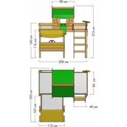 WICKEY Lit Enfant, Lit Superposé Crazy Trunky Avec Toboggan Vert Pomme/jaune Lit En Bois 90 X 200 Cm -Lit enfant Soldes Boutique 14819028 4