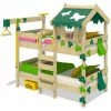 WICKEY Lit Enfant, Lit Superposé Crazy Ivy Avec Toboggan Vert / Vert Pomme Lit En Bois 90 X 200 Cm