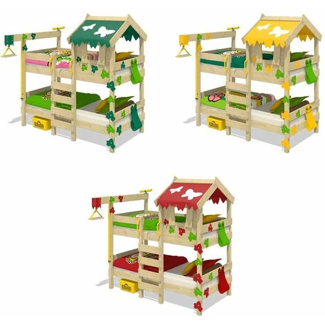 WICKEY Lit Enfant, Lit Superposé Crazy Ivy Avec Toboggan Rouge/vert Pomme Lit En Bois 90 X 200 Cm 3 WICKEY Lit Enfant, Lit Superposé Crazy Ivy Avec Toboggan Rouge/vert Pomme Lit En Bois 90 X 200 Cm – Image 3