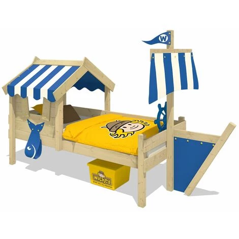 WICKEY Lit Enfant, Lit Maison Crazy Finny Bâche Bleu Lit En Bois 90 X 200 Cm 1 WICKEY Lit Enfant, Lit Maison Crazy Finny Bâche Bleu Lit En Bois 90 X 200 Cm