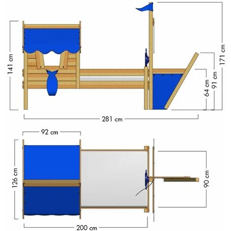 WICKEY Lit Enfant, Lit Maison Crazy Finny Bâche Bleu Lit En Bois 90 X 200 Cm 3 WICKEY Lit Enfant, Lit Maison Crazy Finny Bâche Bleu Lit En Bois 90 X 200 Cm – Image 3