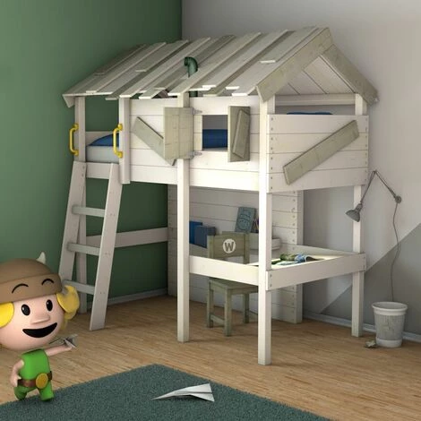 WICKEY Lit Enfant, Lit Mezzanine CrAzY Island Lit Maison, Lit En Bois 90x 200 Cm 2 WICKEY Lit Enfant, Lit Mezzanine CrAzY Island Lit Maison, Lit En Bois 90x 200 Cm – Image 2