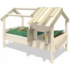 WICKEY Lit Enfant, Lit Maison CrAzY Sunrise Bâche Lit En Bois 90 X 200 Cm