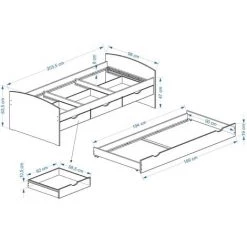 IDIMEX Lit Gigogne JULIA 90x200 Cm Avec Rangement Et Tiroir-lit Lit Pour Enfant En Pin Massif Lasuré Blanc - Blanc -Lit enfant Soldes Boutique 15070135 3