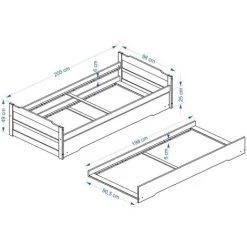 IDIMEX Lit Gigogne LORENA Enfant 1 Place Tiroir Lit Fonctionnel 90 X 200 Cm Pin Massif Lasuré Blanc Et Rose - Blanc/Rose -Lit enfant Soldes Boutique 15070153 3