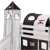 IDIMEX Donjon Tour Tente Pour Lit Surélevé Avec Toboggan Coton Motif Pirate Noir Et Blanc - Noir/Blanc