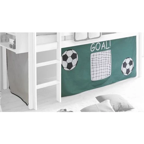 IDIMEX Rideaux Pour Lit Superposé Lit Surélevé Cabane Tente Coton Motif Foot Vert Et Blanc - Vert/blanc 1 IDIMEX Rideaux Pour Lit Superposé Lit Surélevé Cabane Tente Coton Motif Foot Vert Et Blanc - Vert/blanc