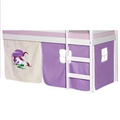 IDIMEX Lot De Rideaux Cabane Pour Lit Surélevé Superposé Mi-hauteur Mezzanine Tissu Coton Motif Licorne Violet - Lilas
