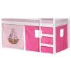 IDIMEX Lot De Rideaux Cabane Pour Lit Surélevé Superposé Mi-hauteur Mezzanine Tissu Coton Motif Danseuse Rose - Pink/Rose
