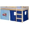 IDIMEX Lot De Rideaux Cabane Pour Lit Surélevé Superposé Mi-hauteur Mezzanine Tissu Coton Motif Auto Bleu - Bleu