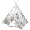 SUNNY Tente Tipi Pour Enfants Avec Carte Du Monde En Noir Et Blanc | Tente De Jeu Pour L'intérieur / Chambre | 120x120 Cm - Noir