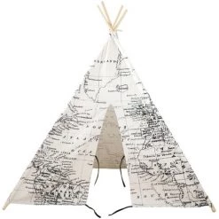 SUNNY Tente Tipi Pour Enfants Avec Carte Du Monde En Noir Et Blanc | Tente De Jeu Pour L'intérieur / Chambre | 120x120 Cm - Noir -Lit enfant Soldes Boutique 15559374 3