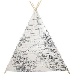 SUNNY Tente Tipi Pour Enfants Avec Carte Du Monde En Noir Et Blanc | Tente De Jeu Pour L'intérieur / Chambre | 120x120 Cm - Noir -Lit enfant Soldes Boutique 15559374 4