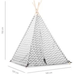 Beeloom - Tente ZIGZAG TIPI Gris / Blanc -Lit enfant Soldes Boutique 15764068 5