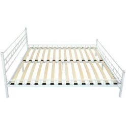 TECTAKE Lit Adulte 2 Places 180 Cm X 200 Cm En Métal Avec Sommier à Lattes Morphée Blanc - Blanc -Lit enfant Soldes Boutique 16140444 3