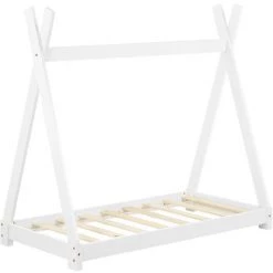 Lit Tipi Pour Enfants Avec Matelas Orthopédique Onejda Blanc 70 X 140 Cm [en.casa] -Lit enfant Soldes Boutique 16434942 3