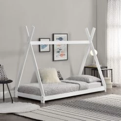 Lit De Tipi Pour Enfant Onejda Blanc Mat 200 X 90 Cm [en.casa] -Lit enfant Soldes Boutique 16435092 3