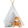 Relaxdays Tente De Jeu Enfants, Tipi Intérieur Extérieur Tente Indien Wigwam, HxlxP:160 X 115 X 115 Cm, Blanc/coloré