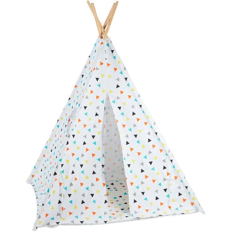 Relaxdays Tente De Jeu Enfants, Tipi Intérieur Extérieur Tente Indien Wigwam, HxlxP:160 X 115 X 115 Cm, Blanc/coloré 2 Relaxdays Tente De Jeu Enfants, Tipi Intérieur Extérieur Tente Indien Wigwam, HxlxP:160 X 115 X 115 Cm, Blanc/coloré – Image 2