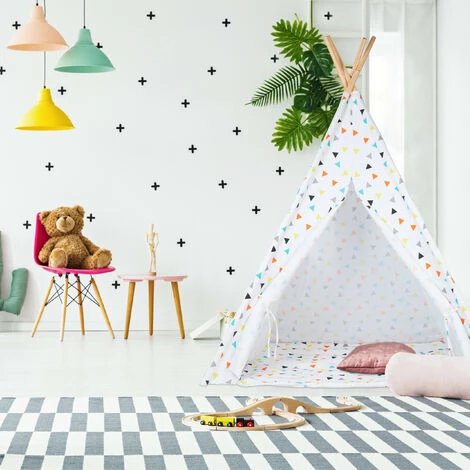 Relaxdays Tente De Jeu Enfants, Tipi Intérieur Extérieur Tente Indien Wigwam, HxlxP:160 X 115 X 115 Cm, Blanc/coloré 4 Relaxdays Tente De Jeu Enfants, Tipi Intérieur Extérieur Tente Indien Wigwam, HxlxP:160 X 115 X 115 Cm, Blanc/coloré – Image 4