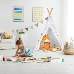 Relaxdays Tente De Jeu Enfants, Tipi Intérieur Extérieur Tente Indien Wigwam, HxlxP:160 X 115 X 115 Cm, Blanc/coloré 9 Relaxdays Tente De Jeu Enfants, Tipi Intérieur Extérieur Tente Indien Wigwam, HxlxP:160 X 115 X 115 Cm, Blanc/coloré -Lit enfant Soldes Boutique 16590930 5