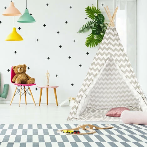 Relaxdays Tente De Jeu Pour Enfants, Tipi Intérieur Extérieur Tente Indien Wigwam, HxlxP:160 X 115 X 115 Cm, Blanc/gris 4 Relaxdays Tente De Jeu Pour Enfants, Tipi Intérieur Extérieur Tente Indien Wigwam, HxlxP:160 X 115 X 115 Cm, Blanc/gris – Image 4