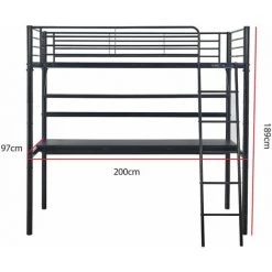 HABITAT & JARDIN Lit Mezzanine Avec Bureau "Alona" - 90 X 190 Cm - Noir -Lit enfant Soldes Boutique 17372471 3