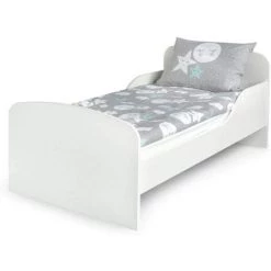 LEOMARK Moderne Lit D'Enfant Toddler En Bois Avec Un Matelas Blanc