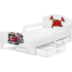 LEOMARK Moderne Lit D'Enfant Smart En Bois Avec Un Matelas Pompiers