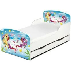 LEOMARK Moderne Lit D'Enfant Toddler En Bois Avec Un Matelas Et Un Tiroir Pony
