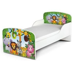 LEOMARK Moderne Lit D'Enfant Toddler En Bois Avec Un Matelas Jungle