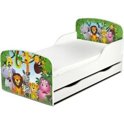 LEOMARK Moderne Lit D'Enfant Toddler En Bois Avec Un Matelas Et Un Tiroir Jungle
