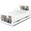 LEOMARK Moderne Lit D'Enfant Toddler En Bois Avec Un Matelas Et Un Tiroir Chats