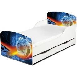 LEOMARK Moderne Lit D'Enfant Toddler En Bois Avec Un Matelas Et Un Tiroir Football